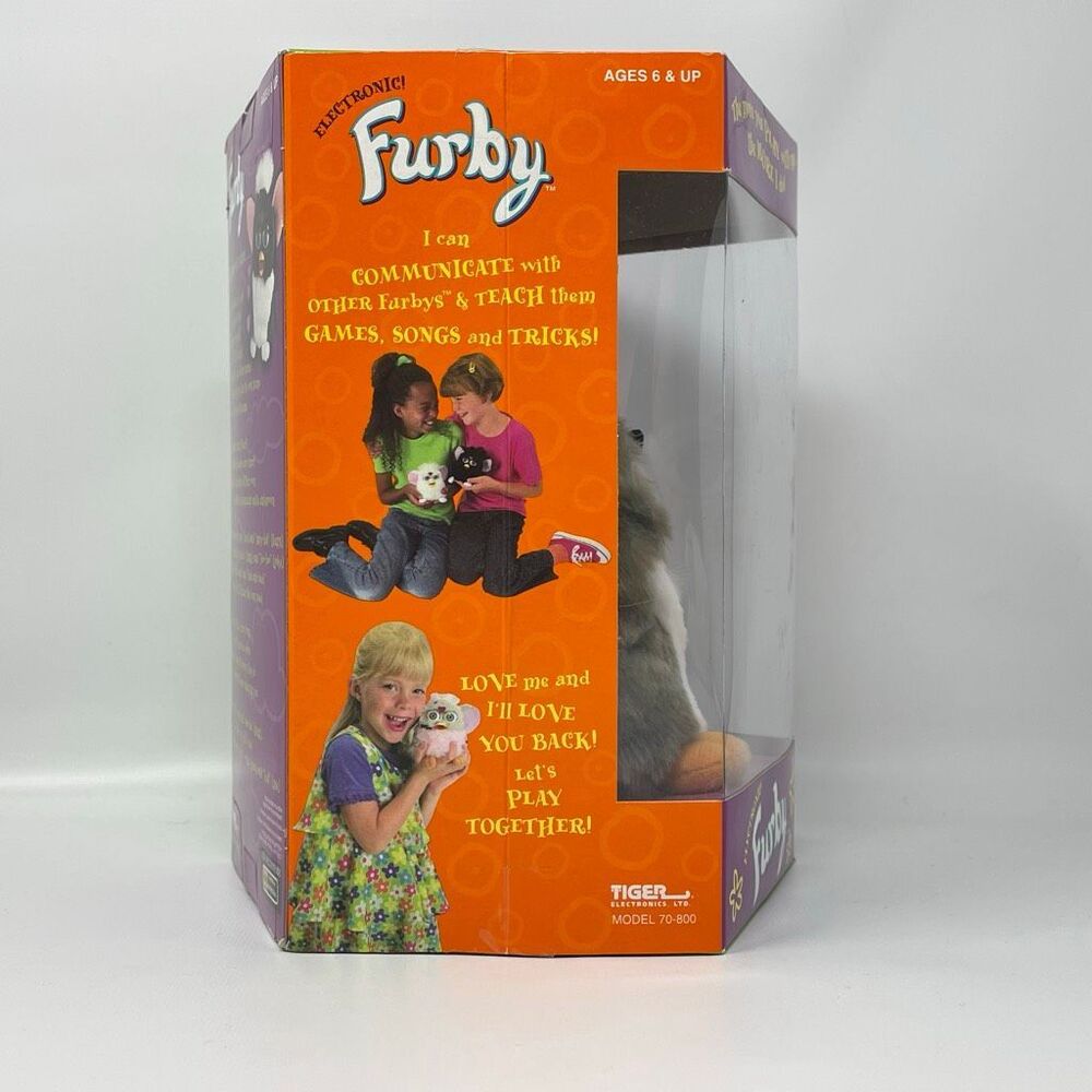 Tiger Furby Model 70-800 Grey & White with Blue Eyes Pink Ears New Vintage 1998 - Picture 5 of 10